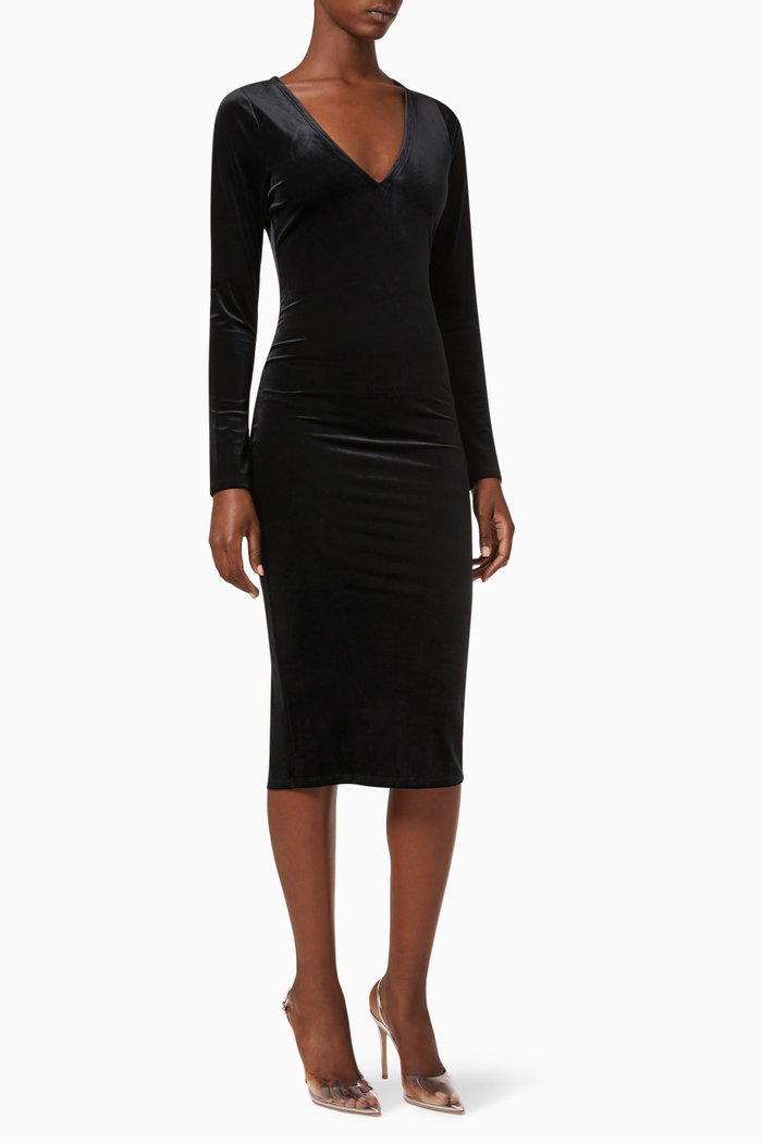 

Midi Dress in Velvet, Black