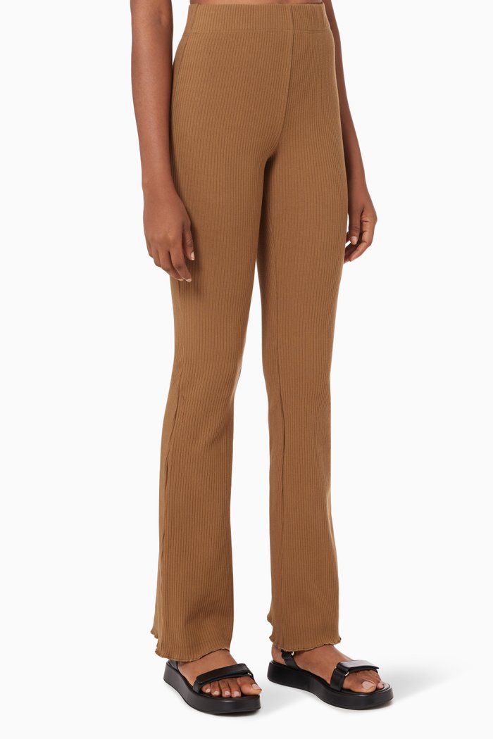 

Heavy Slim Flare Pants in Rib Jersey, Green