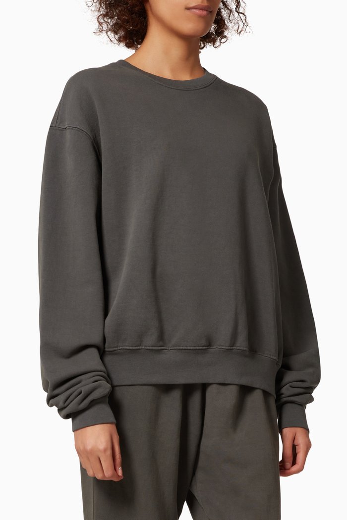 

Boyfriend Sweatshirt in Terry Fleece, Black