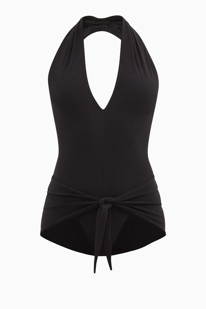 Diaper Mio Swimsuit in Nylon Lycra, Black