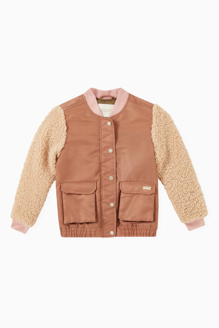Padded Aviator Bomber Jacket in Nylon, Multicolour