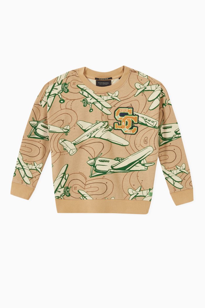 

Boxy Fit Printed Sweatshirt in Organic Cotton, Multicolour