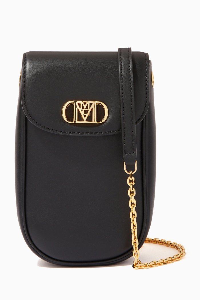 

Mena Crossbody Phone Case in Leather, Black