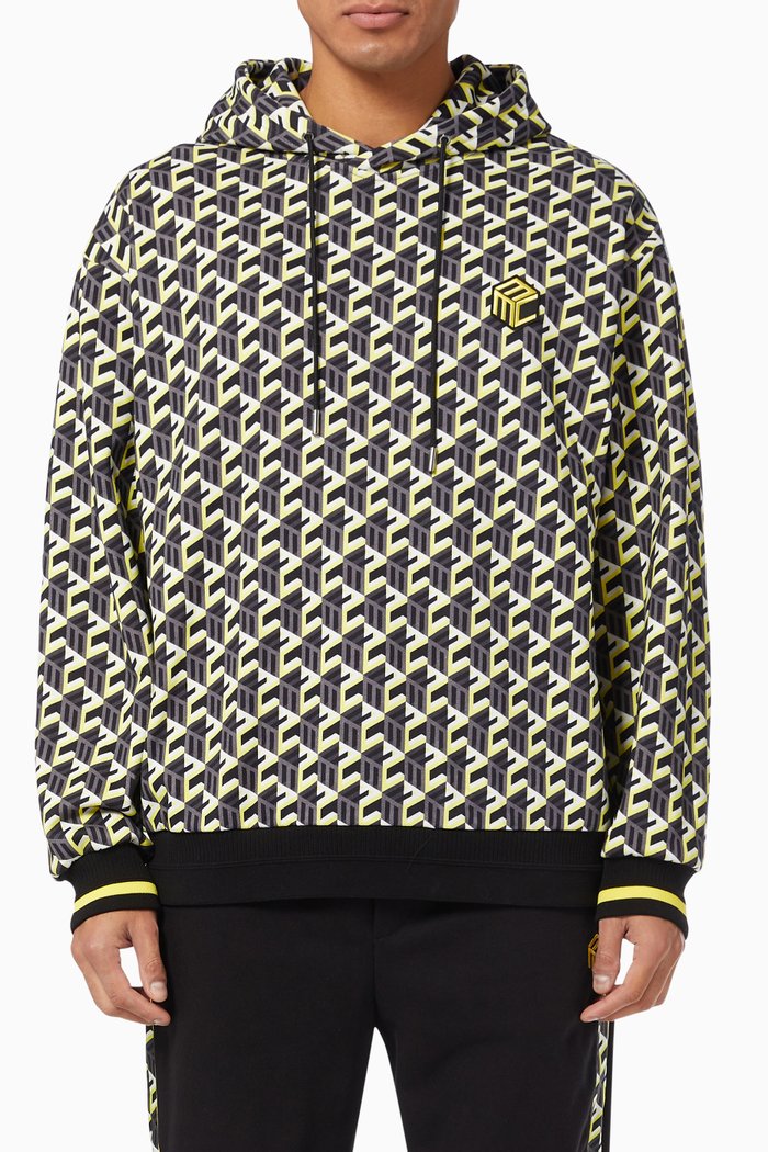

Cubic Monogram Hoodie in Organic French Terry Cotton, Yellow