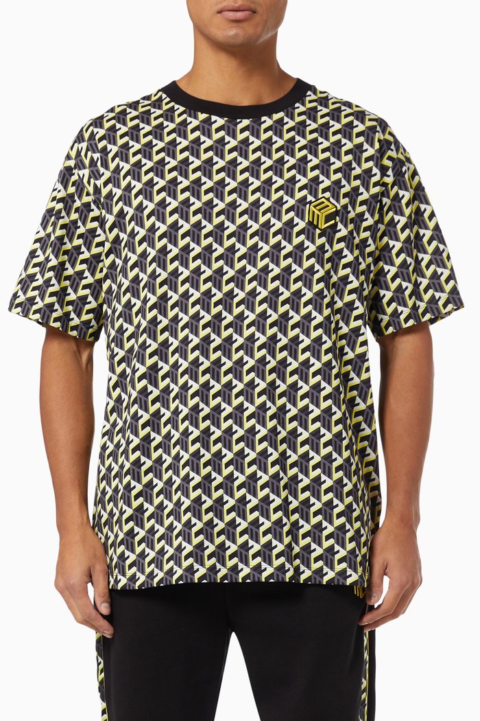 

Cubic Monogram T-shirt in Organic Cotton Jersey, Yellow