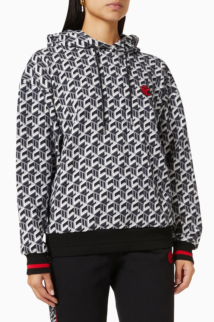 

Cubic Monogram Hoodie in Organic French Terry Cotton, Black