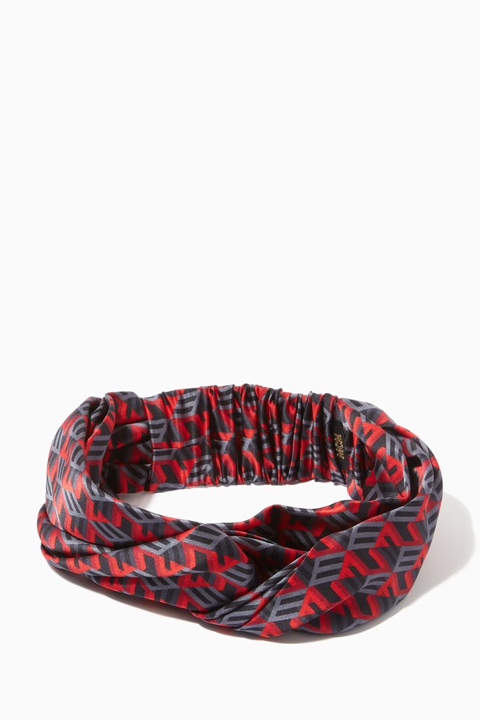 

Headband in Cubic Monogram Print Silk, Red