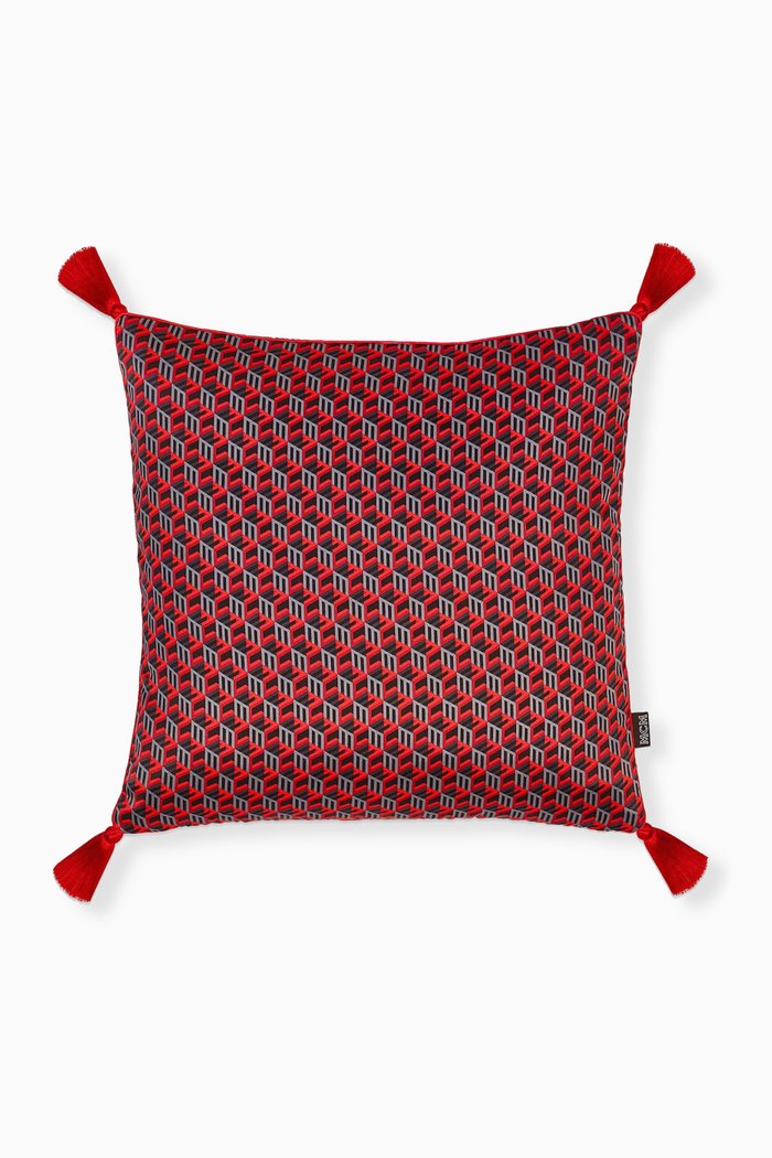 

Cushion in Cubic Monogram Silk, Red