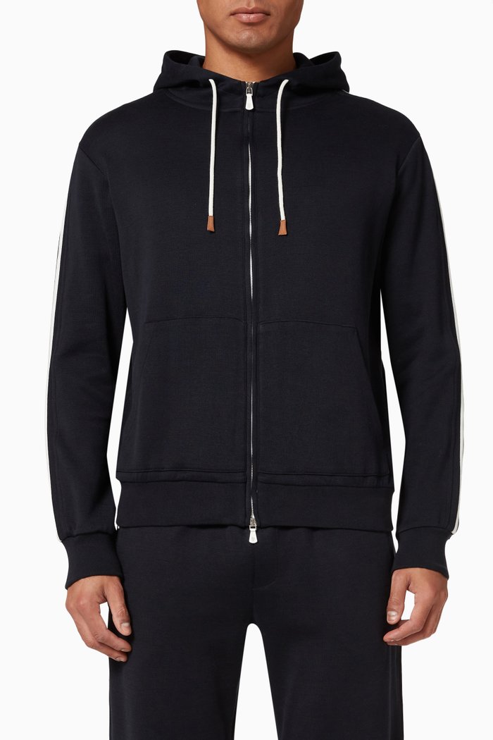 

Zippered Sweatshirt in Giza Cotton, Blue