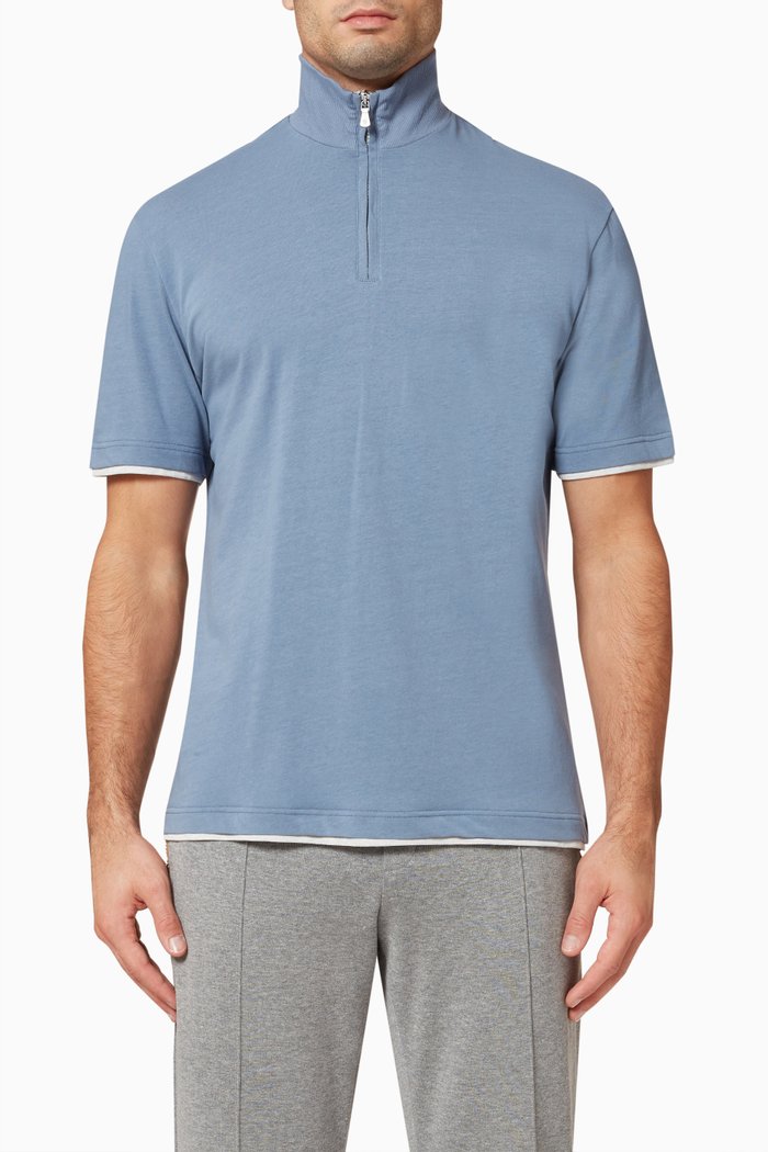 

Quarter-Zip Polo Shirt, Green
