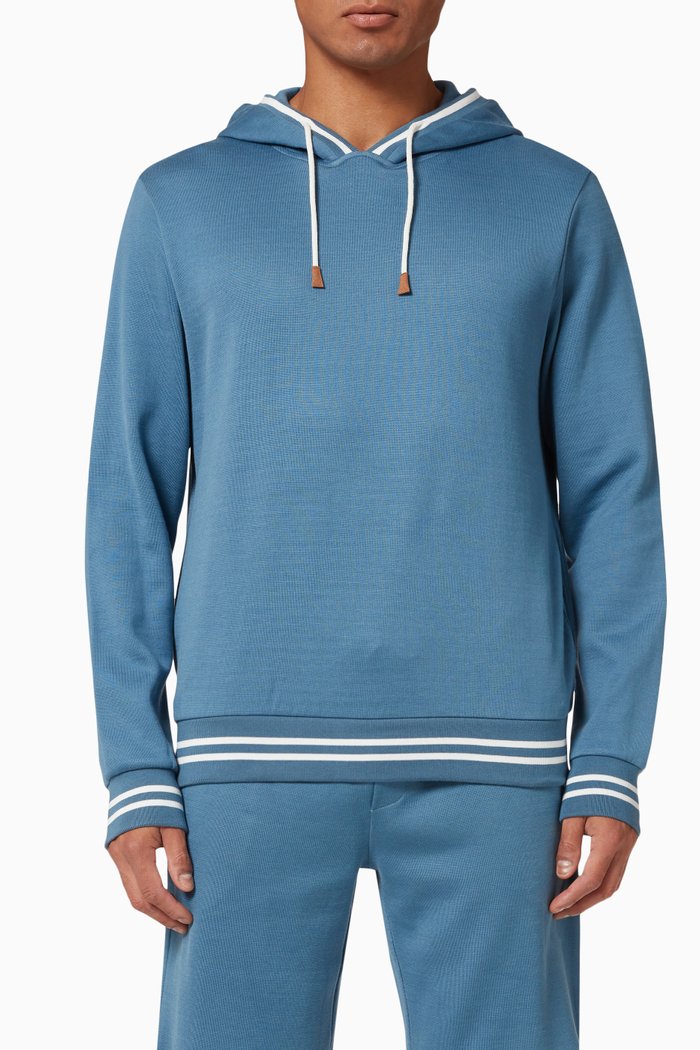 

Hooded Sweatshirt in Giza Cotton, Blue