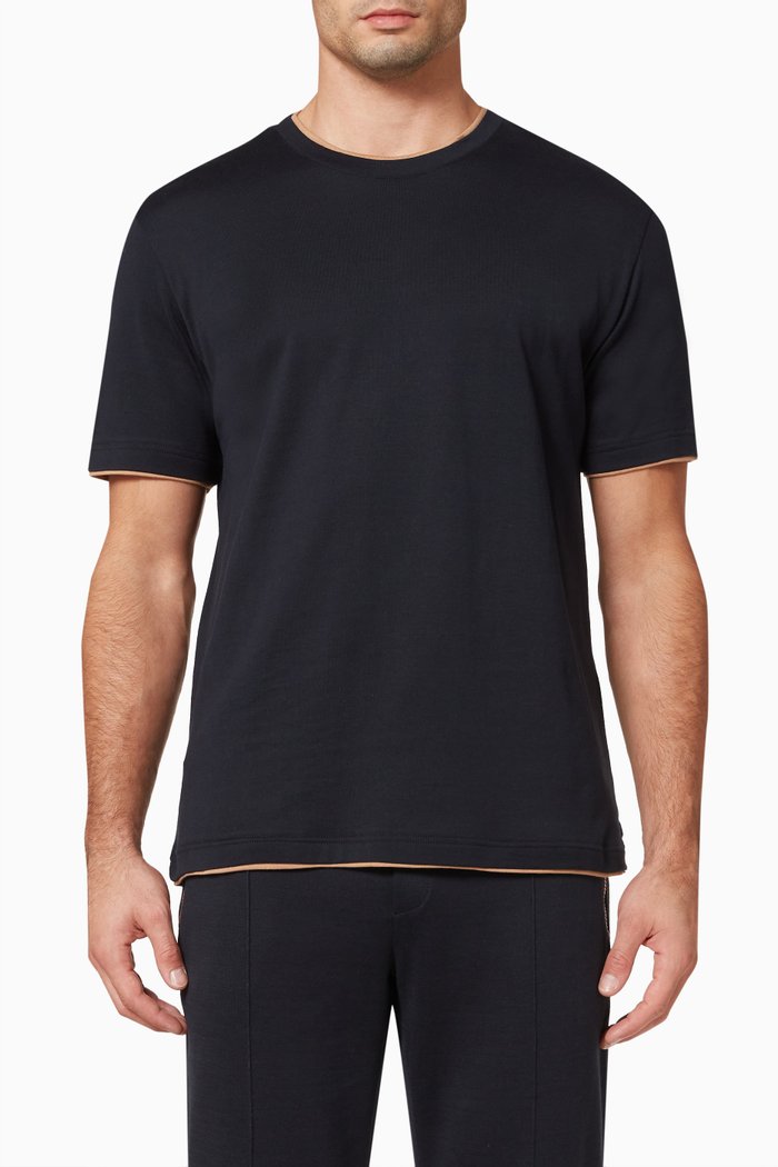 

Crewneck T-Shirt in Cotton Jersey, Blue