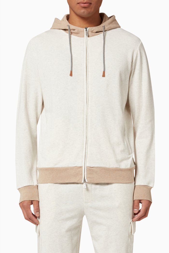 

Hoodie in Cotton Blend Jersey, White