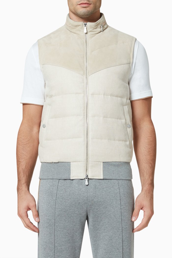 

Quilted Vest in Suede, Neutral