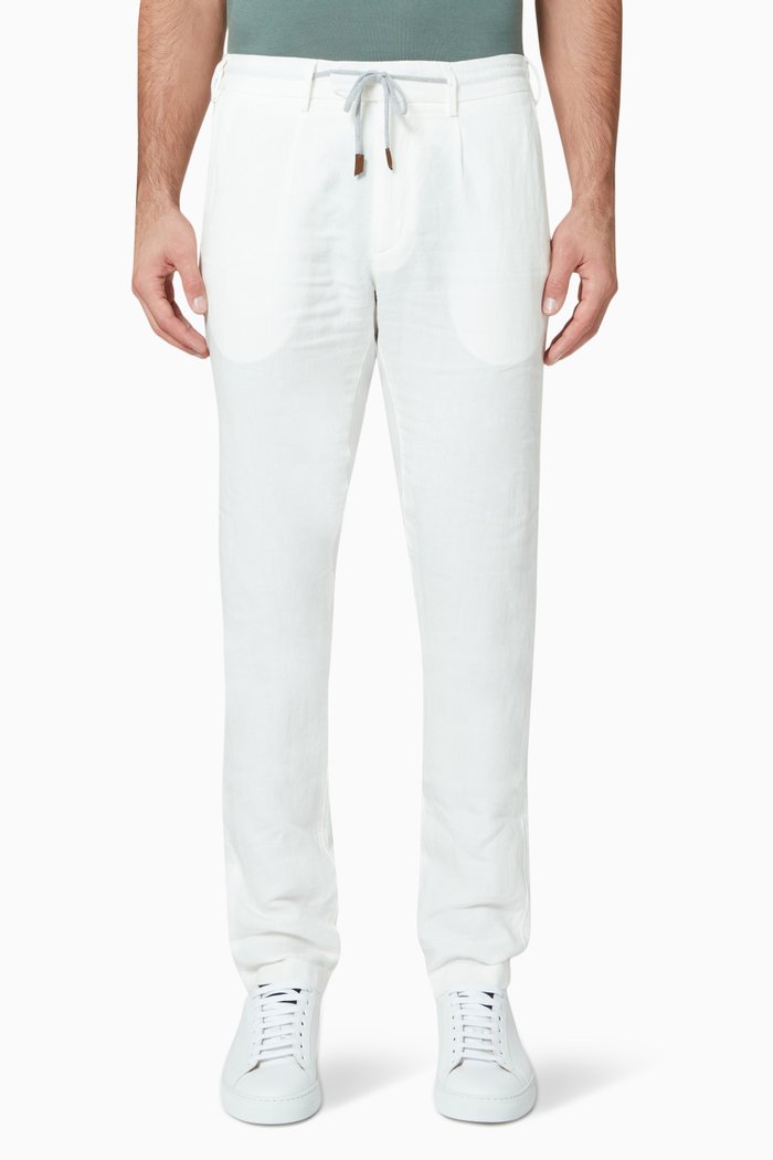 

Drawstring Pants in Linen, White