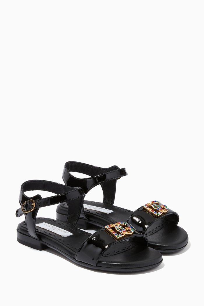 

DG Logo Sandals in Patent Leather, Black