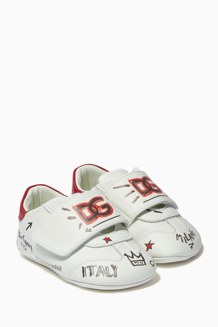 

Graffiti Print Sneakers in Nappa, White
