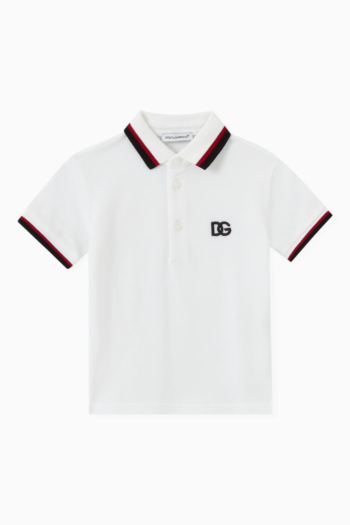 

Embroidered Logo Polo Shirt in Cotton Piqué, White