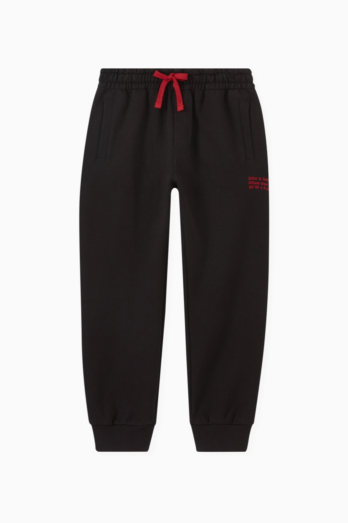 

Logo Embroidered Sweatpants in Cotton Jersey, Black