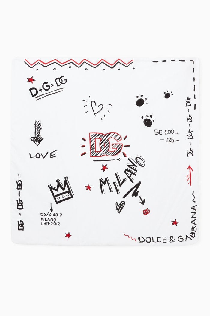 

Animalier Graffiti Print Blanket in Cotton, White