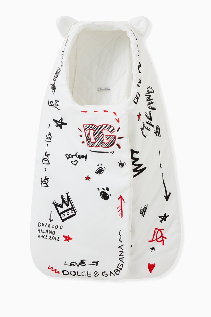 

Graffiti Print Sleep Sack in Cotton Jersey, White