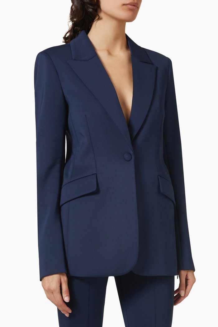

Fitted Blazer in Scuba Fabric, Blue