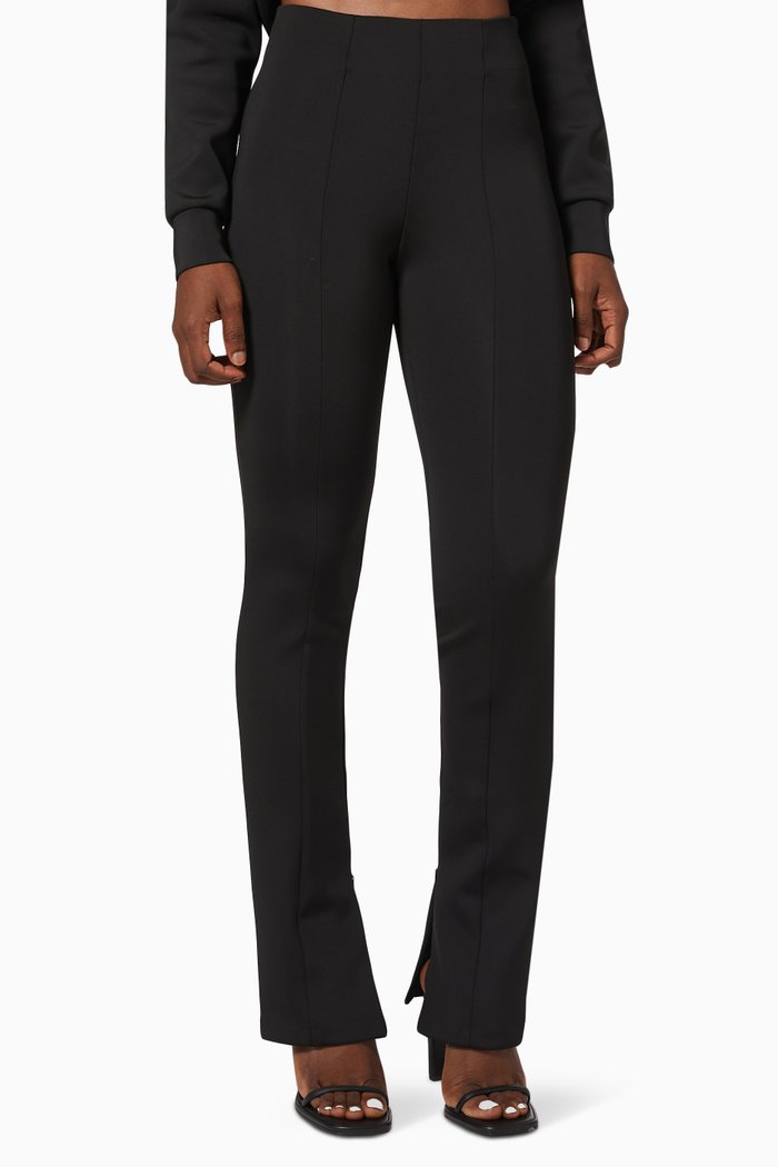 

Good Waist Flare Pants in Scuba Fabric, Black