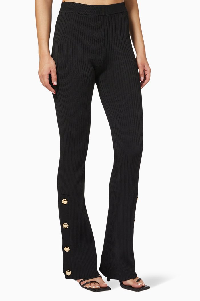 

Boss Flare Pants in Ribbed Knit, Black
