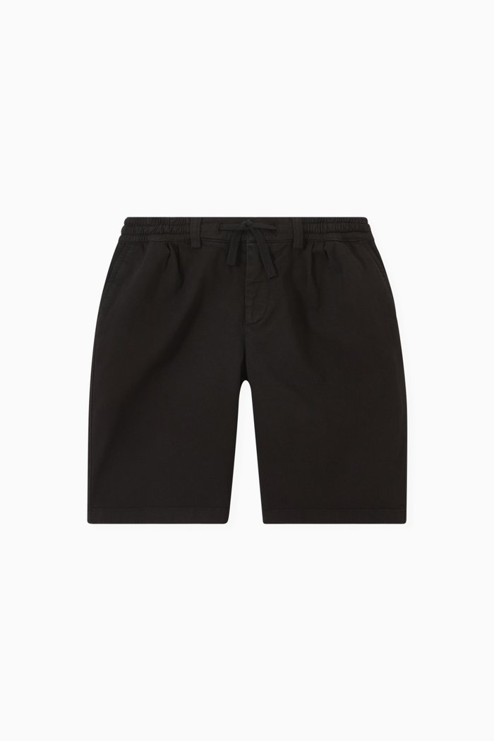 

Embroidered Logo Shorts in Cotton Drill, Black