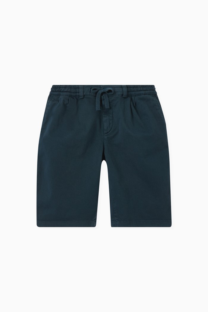 

Embroidered Logo Shorts in Cotton Drill, Blue