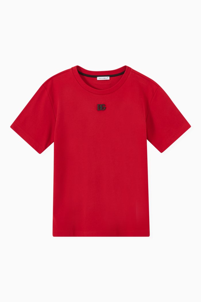 

Animalier DG Logo Interlock T-shirt in Cotton Jersey, Red