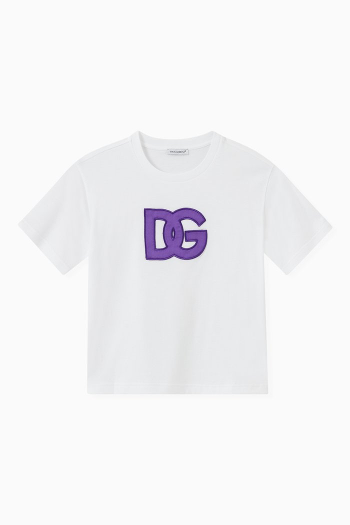 

Satin DG Patch T-shirt in Cotton Jersey, White
