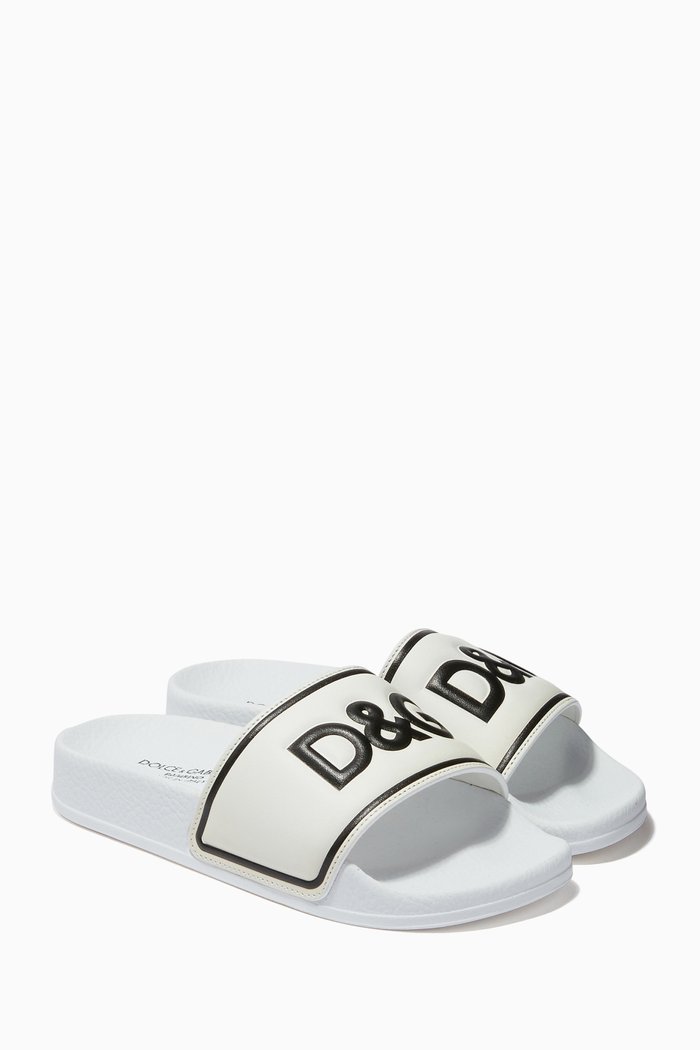 

Logo Slides in Calfskin Leather, White