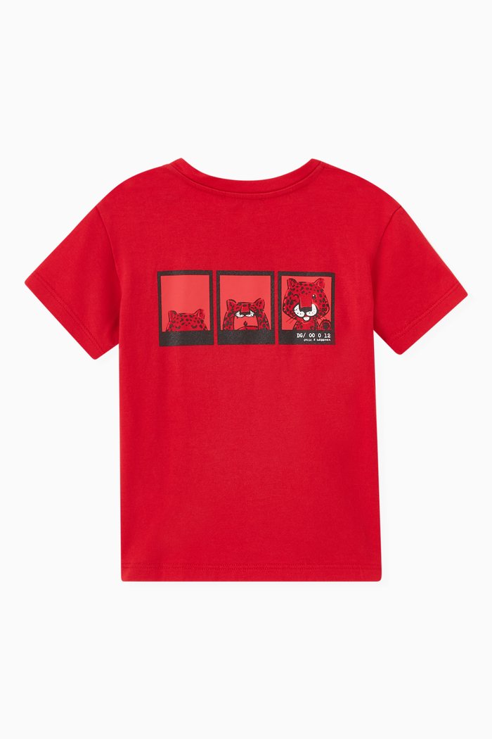 

Animalier Print T-shirt in Cotton Jersey, Red