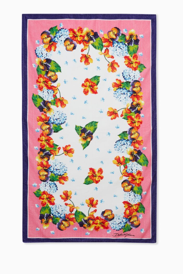 

Renaissance Floral Print Beach Towel, Pink