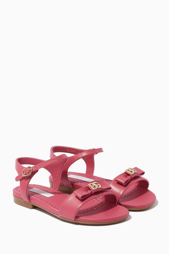 

Bow Sandals in leather, Pink