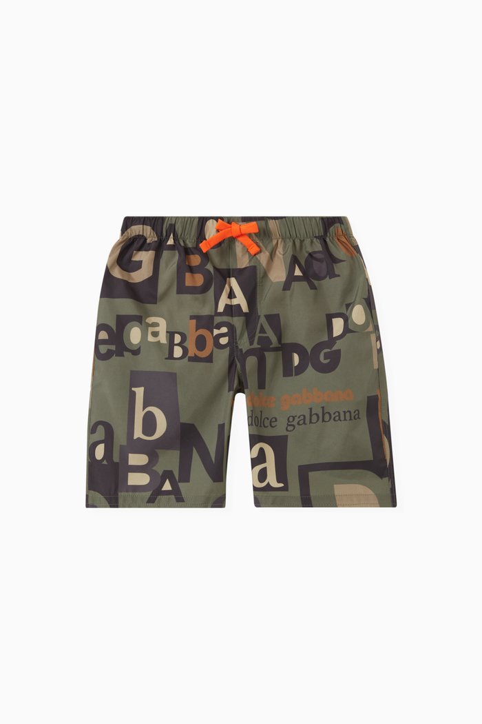 

Logo Print Swim Shorts, Green