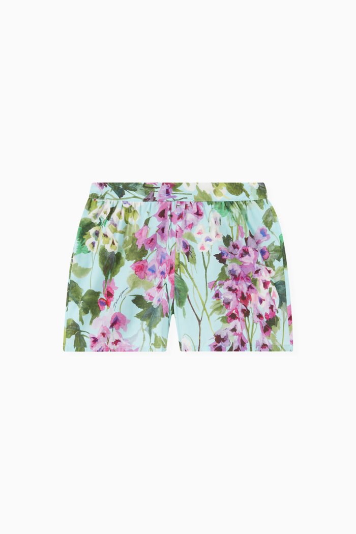 

Bluebell Print Shorts in Cotton Poplin, Blue