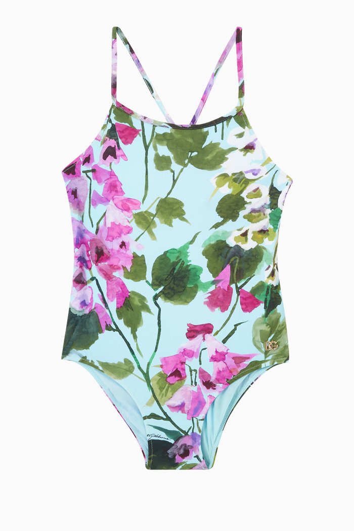

Bluebell Print One-Piece Swimsuit, Blue