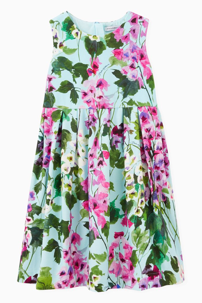 

Bluebell Print Dress in Cotton, Blue