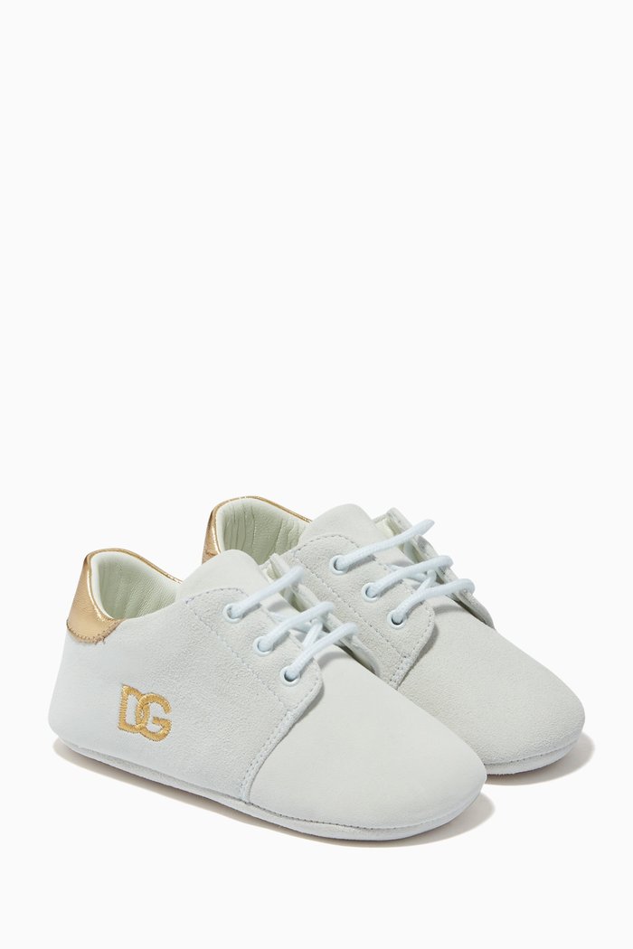 

DG Logo Embroidery Sneakers in Leather & Suede, White