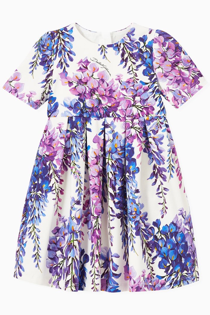 

Wisteria Print Dress in Cotton, Purple