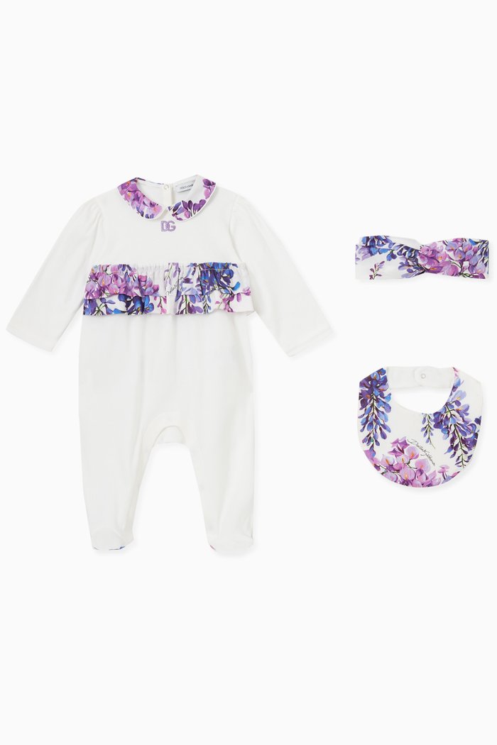 

3-Piece Wisteria Romper Set in Cotton, Purple