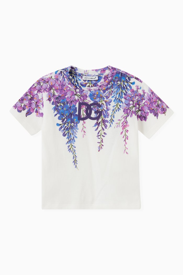 

Wisteria Print T-Shirt in Cotton, Purple