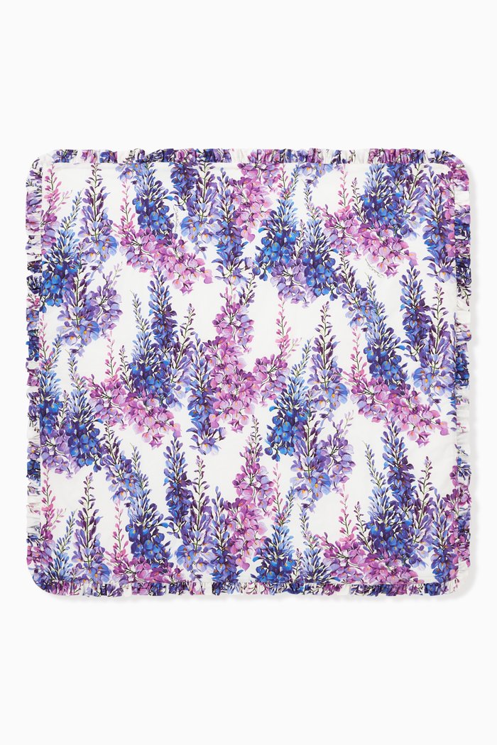 

Wisteria Print Blanket in Cotton, Purple