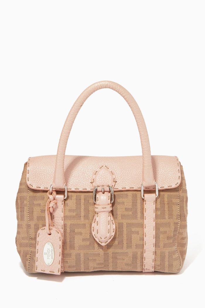 

Top Handle Bag in Zucchino Canvas & Leather, Neutral