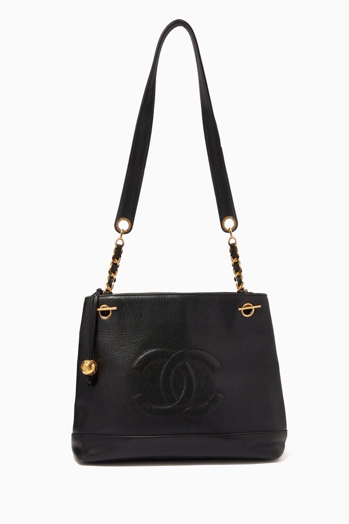 

CC Chain Tote Bag in Caviar Leather, Black