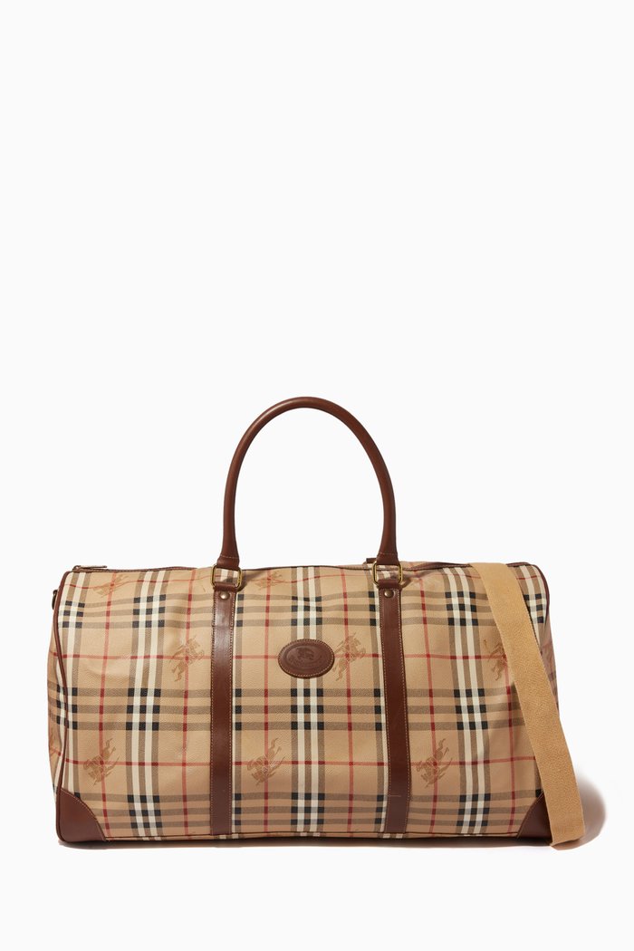 

Boston Travel Bag in Nova Check Canvas, Brown