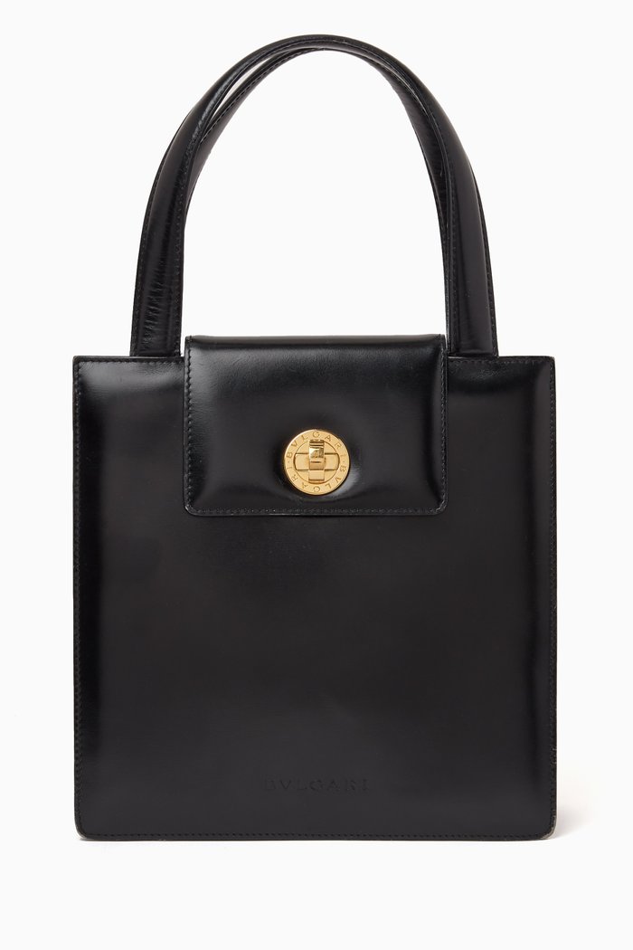 

Bulgari Logo Handle Bag in Leather, Black