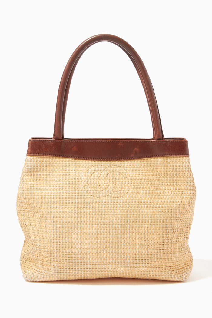 

Basket Bag in Raffia & Leather, Neutral